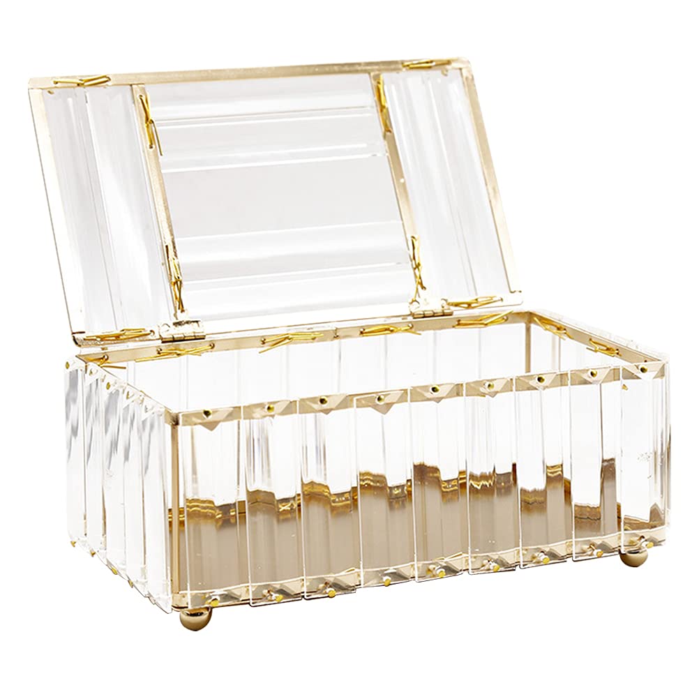 SUPVOX 1Pc Crystal Delicate Tissue Box Home Decorative Napkin Holder Golden White Decoration