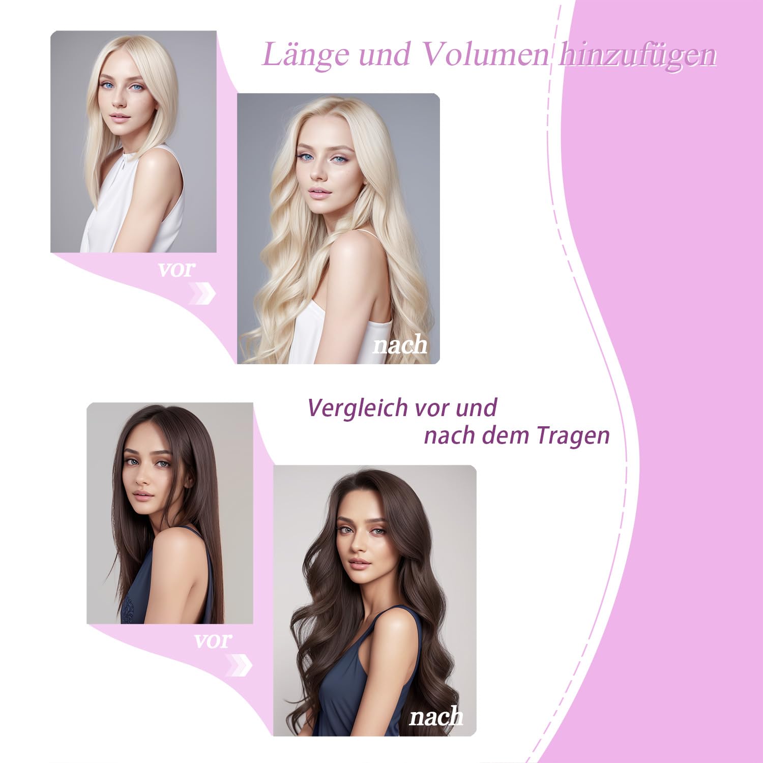 Tape Extensions Echthaar Gebleichtes Blond 60cm, 20Stück, 50g/Packung, Salon-Klasse Qualität, Einfaches und Angenehmes Tragen für Junge Frauen (Gebleichtes Blond, 60 cm)