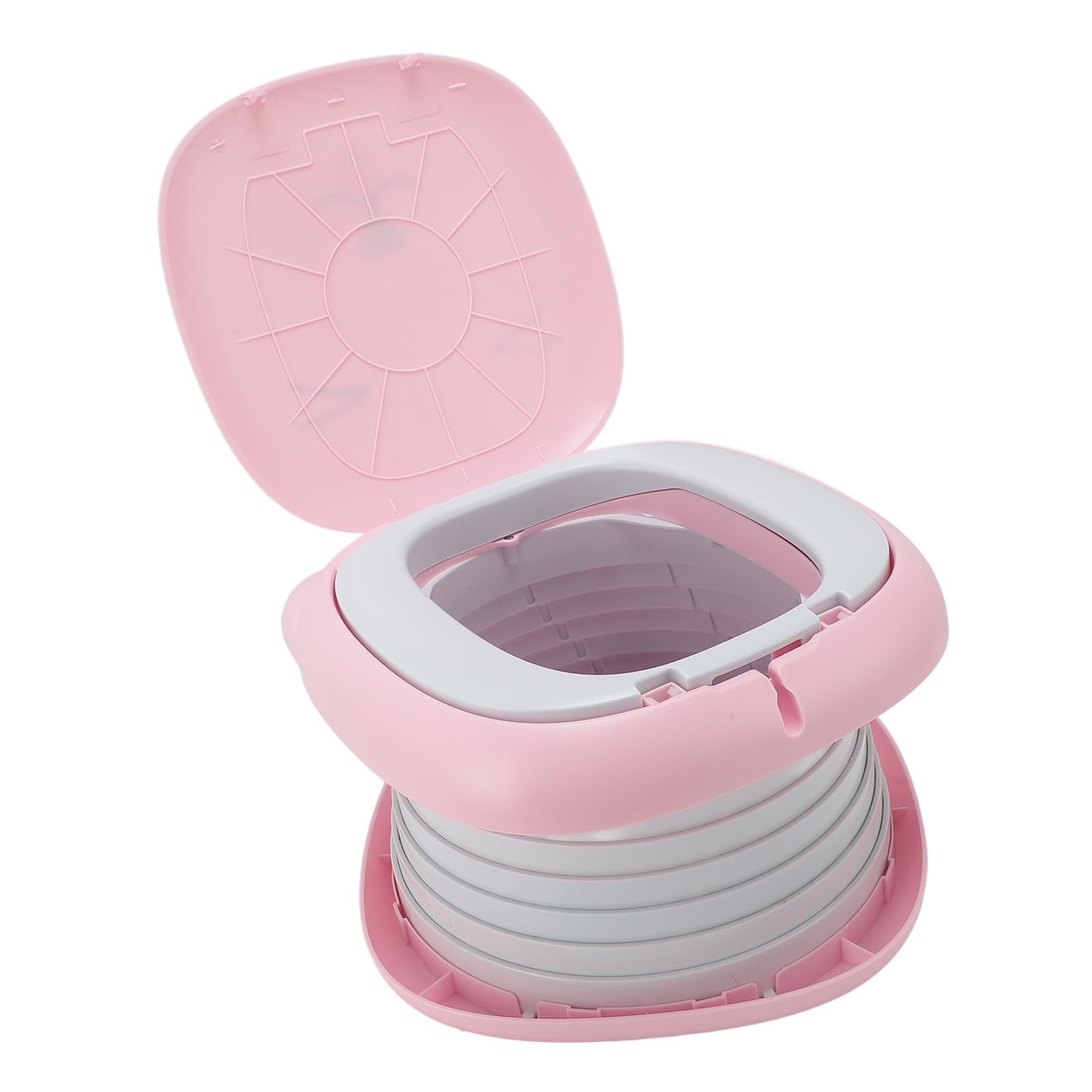 Vasino pieghevole per WC per bambini con borsa portaoggetti WC pieghevole per addestramento al vasino per viaggi in campeggio in auto (Rosa)