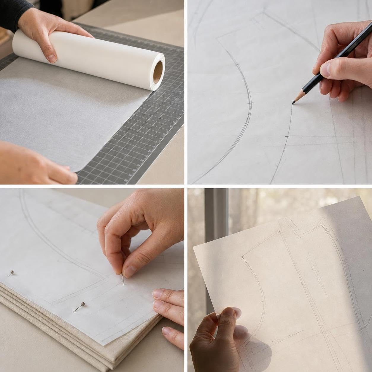 Papel Patronaje Semitransparente 45 g/m², 45g 1.2 * 10M | Papel 45 gramaje - diseños - confección prendas - semitransparente - ial para patrones costura - para atelier