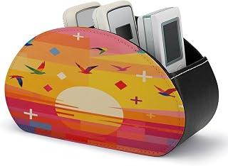 PU Remote Control Holder, Desktop Organizer with 5 Compartment