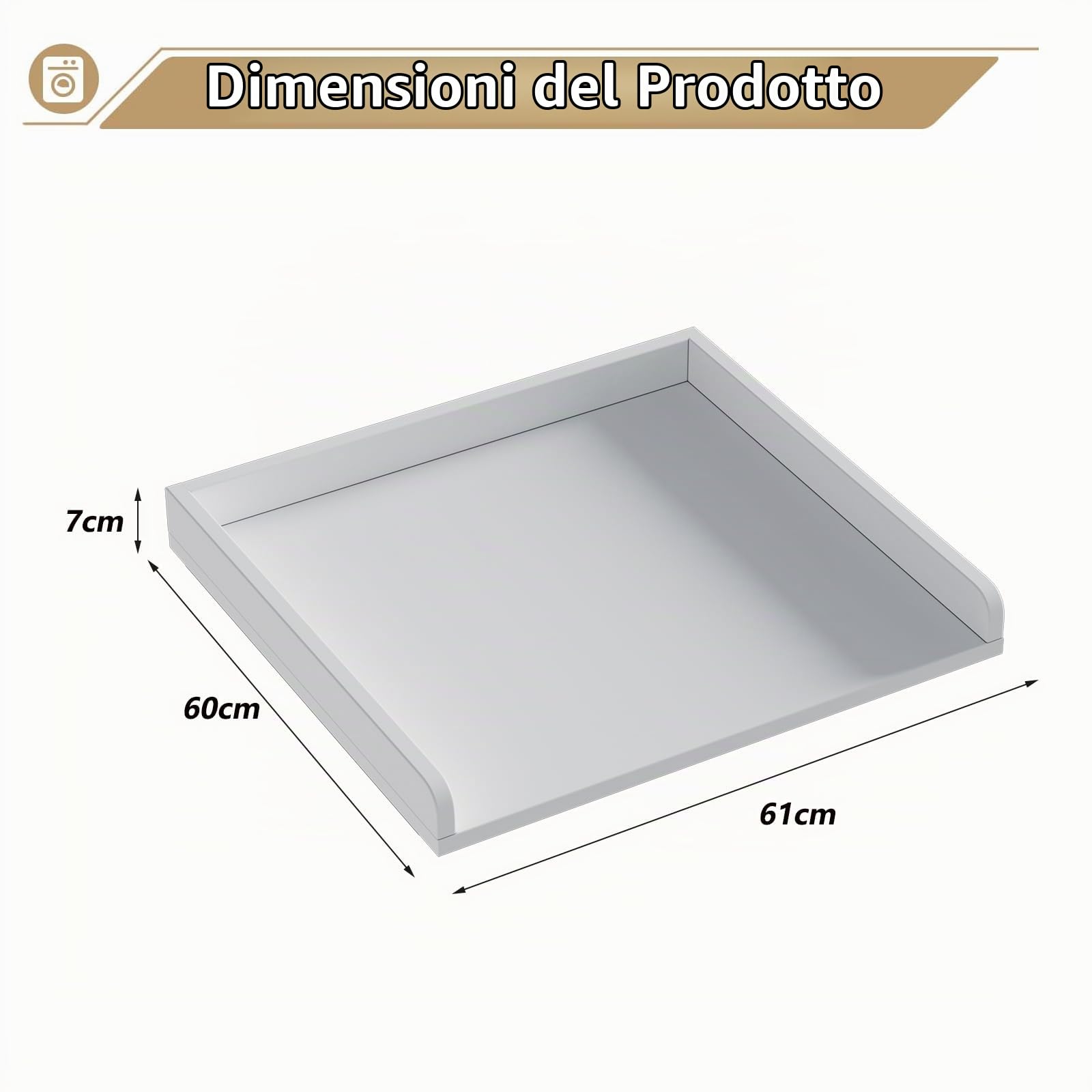 MSFE Copertura per Lavatrice 61 x 60 x 7 cm, Coprilavatrice da interno Lavatrice/Asciugatrice,Previene I Graffi Sulla Superficie Superiore Della Lavatrice, Copri Lavatrice per Interno,Salvaspazio