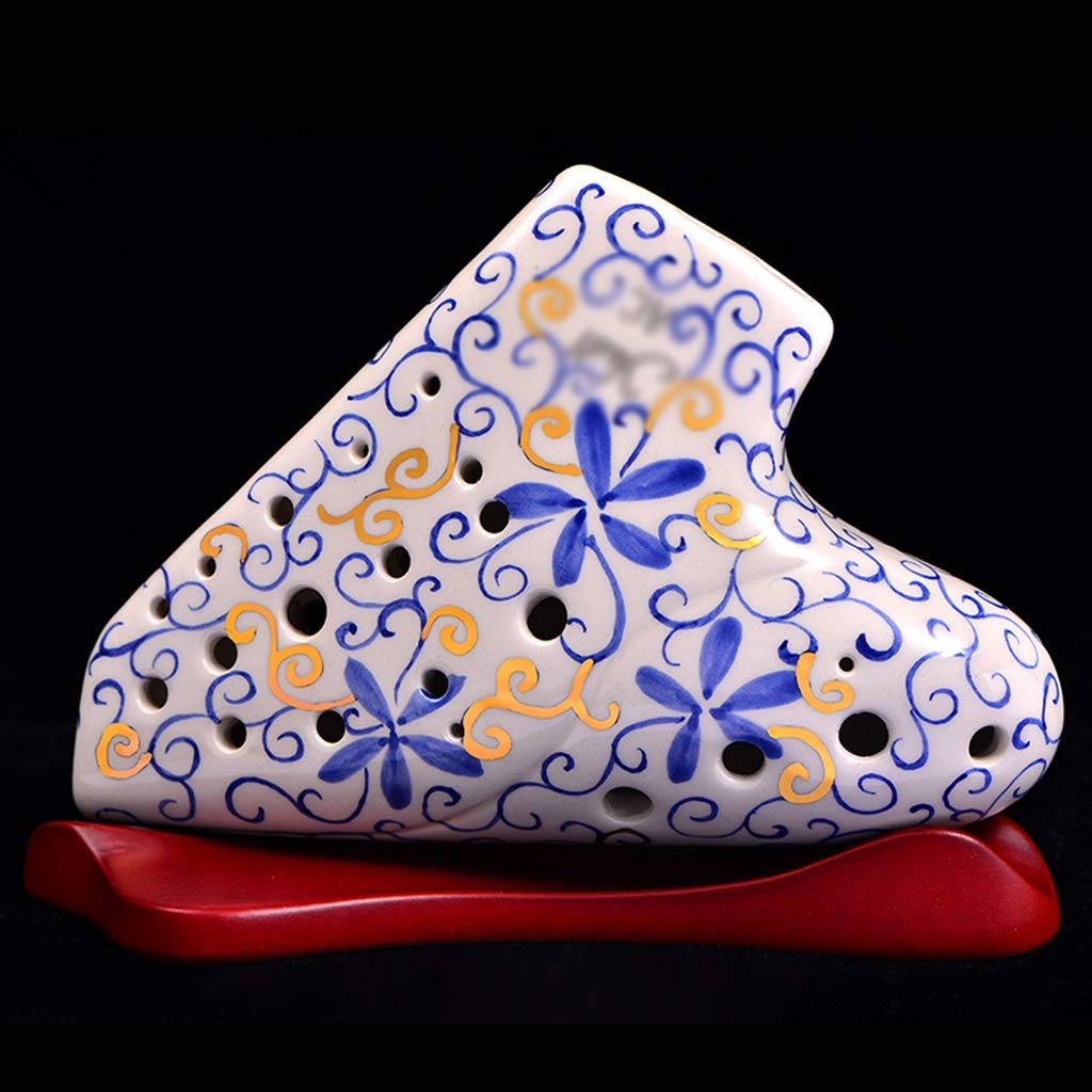 Ocarina in Argilla Bianca E Blu Dipinta A Mano in Do/sol Contralto A 3 Tubi, Suonare Strumenti A Fiato Ad Ampio Raggio su Un Palco A Forma di Sottomarino, Adatto per Professionisti