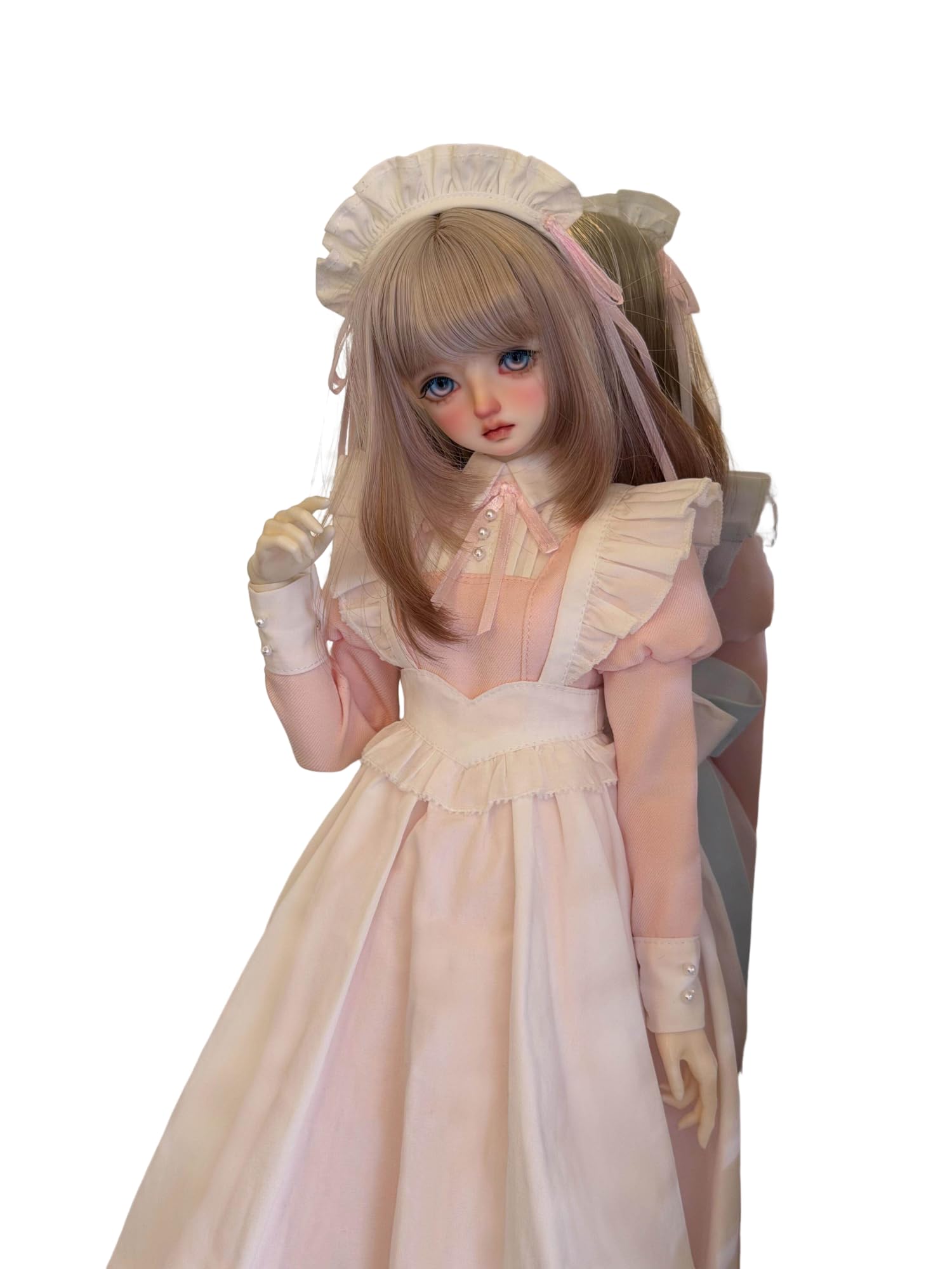 HAMRETHYPPZ 1/4 1/6 1/3 BJD 球体関節人形 ドレス ドール コスチューム 球体関節人形着せ替え メイドのロングスカートスーツ、乙女服、可愛いプリンセススカート衣装、シェフの乙女スーツ (ヘッド、素体は含まりません) (薄いピンク, 1/6)