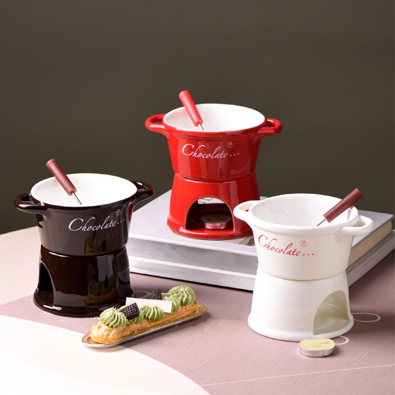 Fonduta Pentola per Sciogliere a Candela, Scaldaburro, Salse e Caramelle | Scalda Caffè Fonduta Personale Salse, Formaggio, Dolci, Pane - Compleanni, Matrimoni, San , Feste, Cena, Coppie