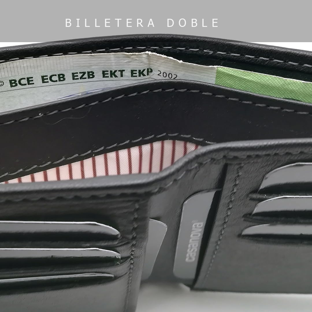 Cartera Hombre Piel Americana SIN Monedero - Hecho a Mano - 10094 Negro
