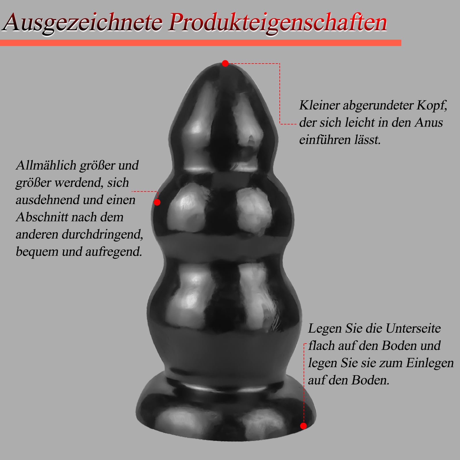BDSMLOVE tapón anal grande Φ 9,3 CM, tapón anal gigante, consolador anal XXL, juguetes anales, fisting, expansor anal, juguete sexual erótico a partir de 18 para parejas (Negro)