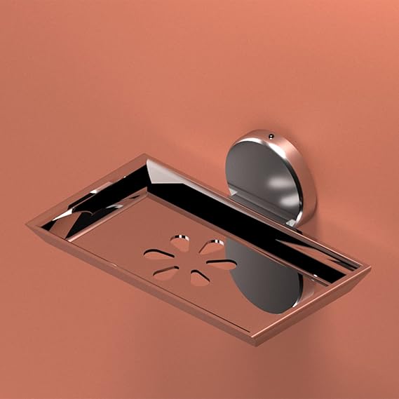 PESCA Stainless Steel Chrome Finish Square Soap Dish Holder for Bathroom Soap Case/Soap Stand for Kitchen Bathroom Accessories (Flora)