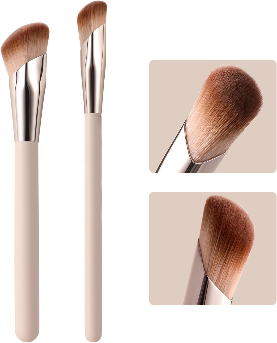 Angled Foundation Brush and Concealer Brush, Makeup Brushes Set for Liquid Foundation, Contour & Concealer, Angled & Blending Brushes to Tap, Blend & Set Flawless Face, Eye, Nose Makeup with Powder