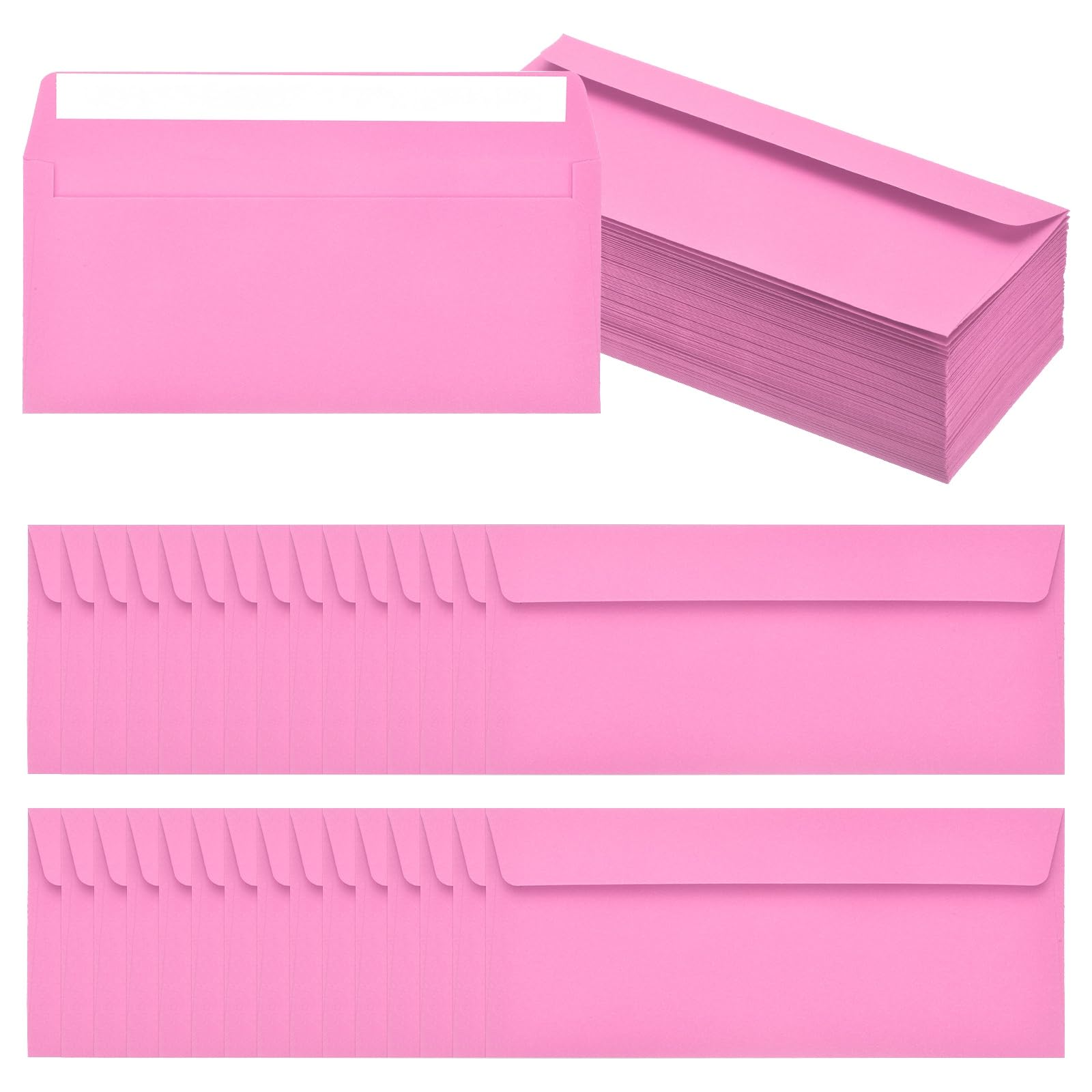 PATIKIL 100 Pack Rose #10 Business Envelopes, Colored Self Seal Letter Size Envelopes for Business Mailing Office Checks Invitation, 24.1 x 10.5 cm
