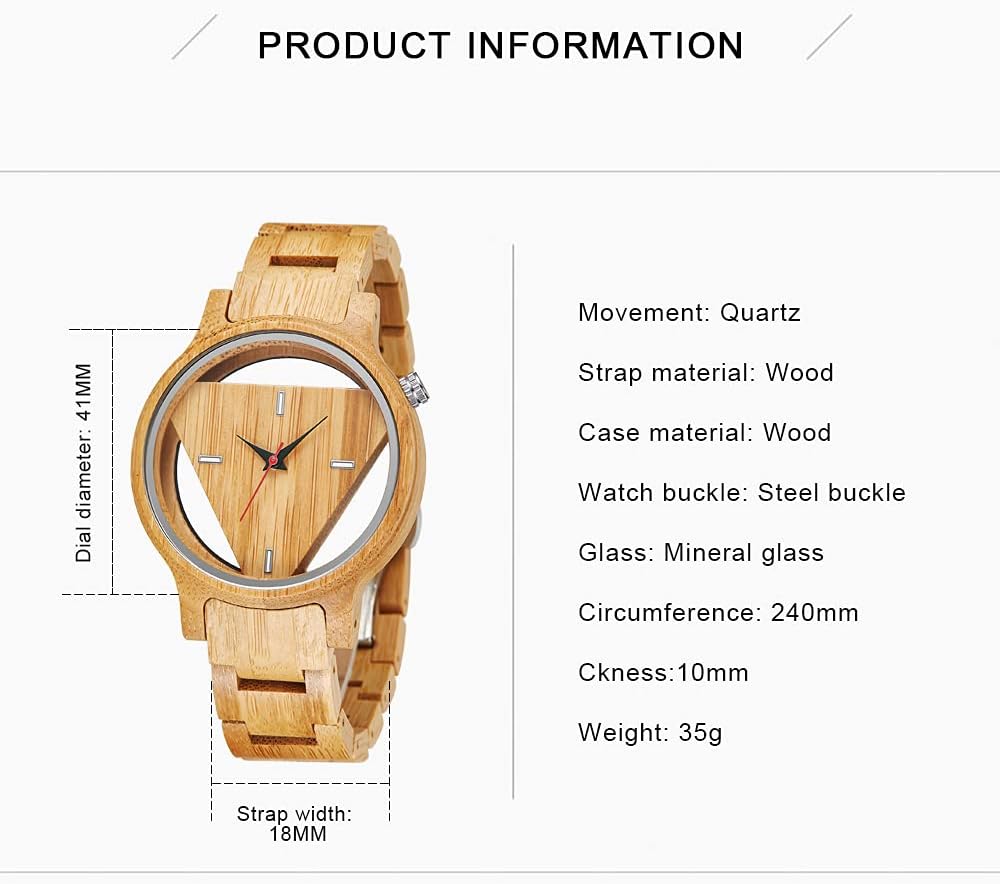 Tiong Brand Wooden Watches Mens with Handmade Colorful Bamboo Wood Watch Analog Date Quartz Wooden Watch for Men - Image 6