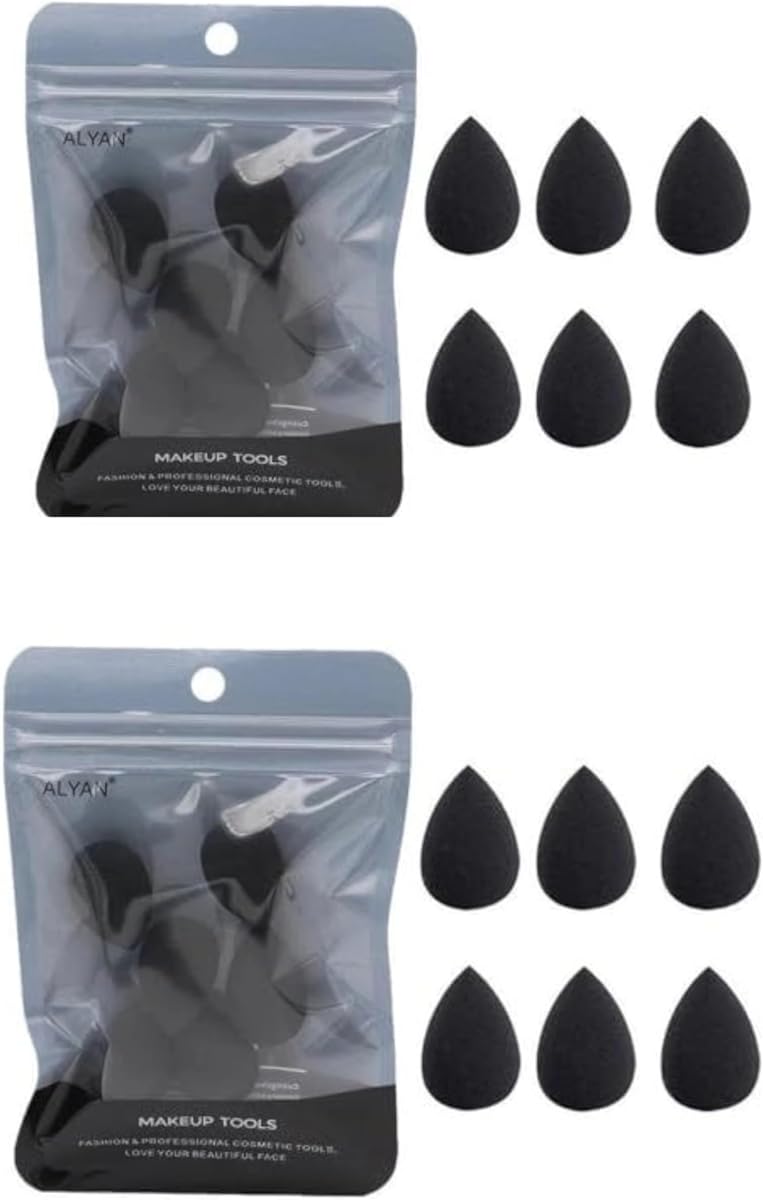 12Pcs Black Mini Makeup Sponge, Concealer Highlight,and Eye Shadow Black Small Beauty Sponge Blender Set for Foundation,Powder, Sponges, Makeup Brushes and Tools