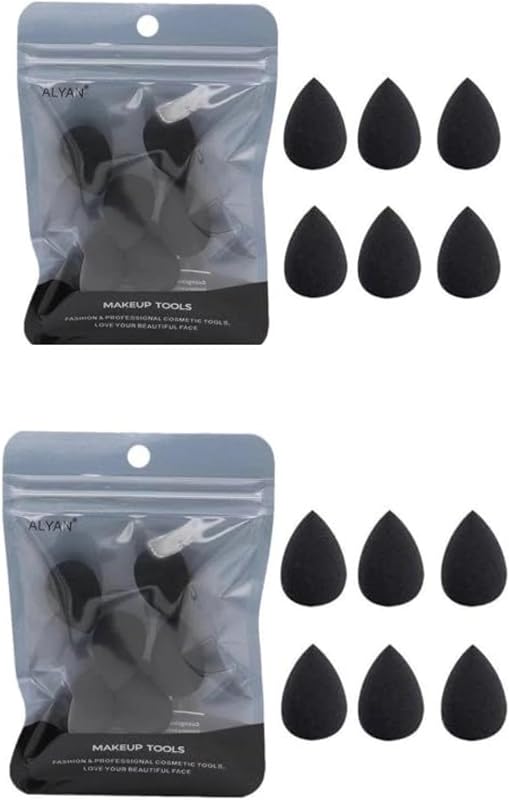 12Pcs Black Mini Makeup Sponge, Concealer Highlight,and Eye Shadow Black Small Beauty Sponge Blender Set for Foundation,Powder, Sponges, Makeup Brushes and Tools