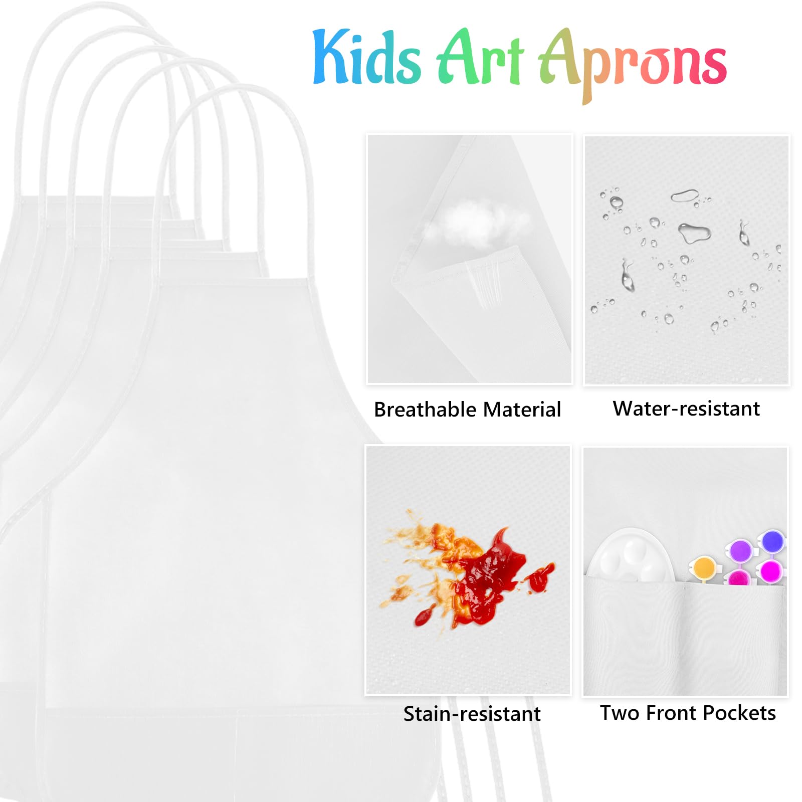 NACHLYNN Lot de 10/20/30 tabliers de peinture pour enfants avec 2 poches pour la cuisine, la peinture, l'artisanat