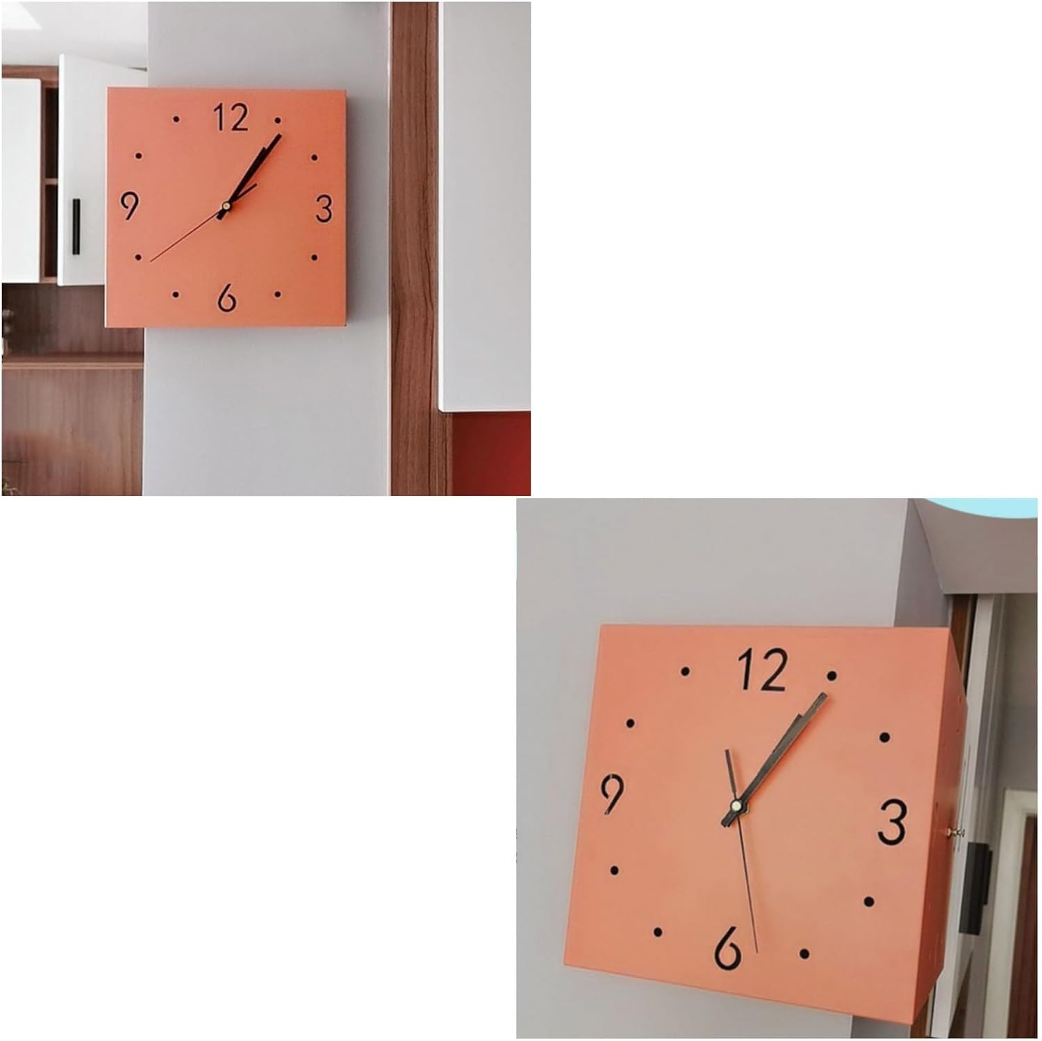 Nowoczesny zegar narożny, dwustronny zegar ścienny do salonu, stylowy dwustronny design, łatwa instalacja, bez dziurkowania, funkcjonalny słoneczny wystrój domu