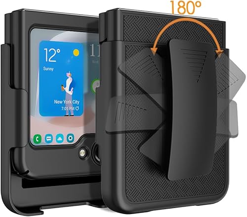 Miniatura 2 de 6goodeals Funda para Samsung Galaxy Z Flip5, Galaxy Z Flip 5 con protector de pantalla, clip giratorio para cinturón, soporte de soporte, carcasa de