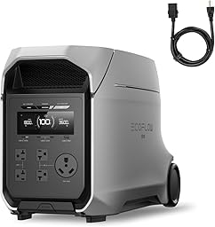 EF EcoFlow DELTA 3 Ultra Plus with AC Cable, 3072Wh LiFePO4 Battery, 3600W (7200W Surge) Output, Expandable to 11kWh, Solar Generator (Panel Optional), Reliable Home Battery Backup & Camping