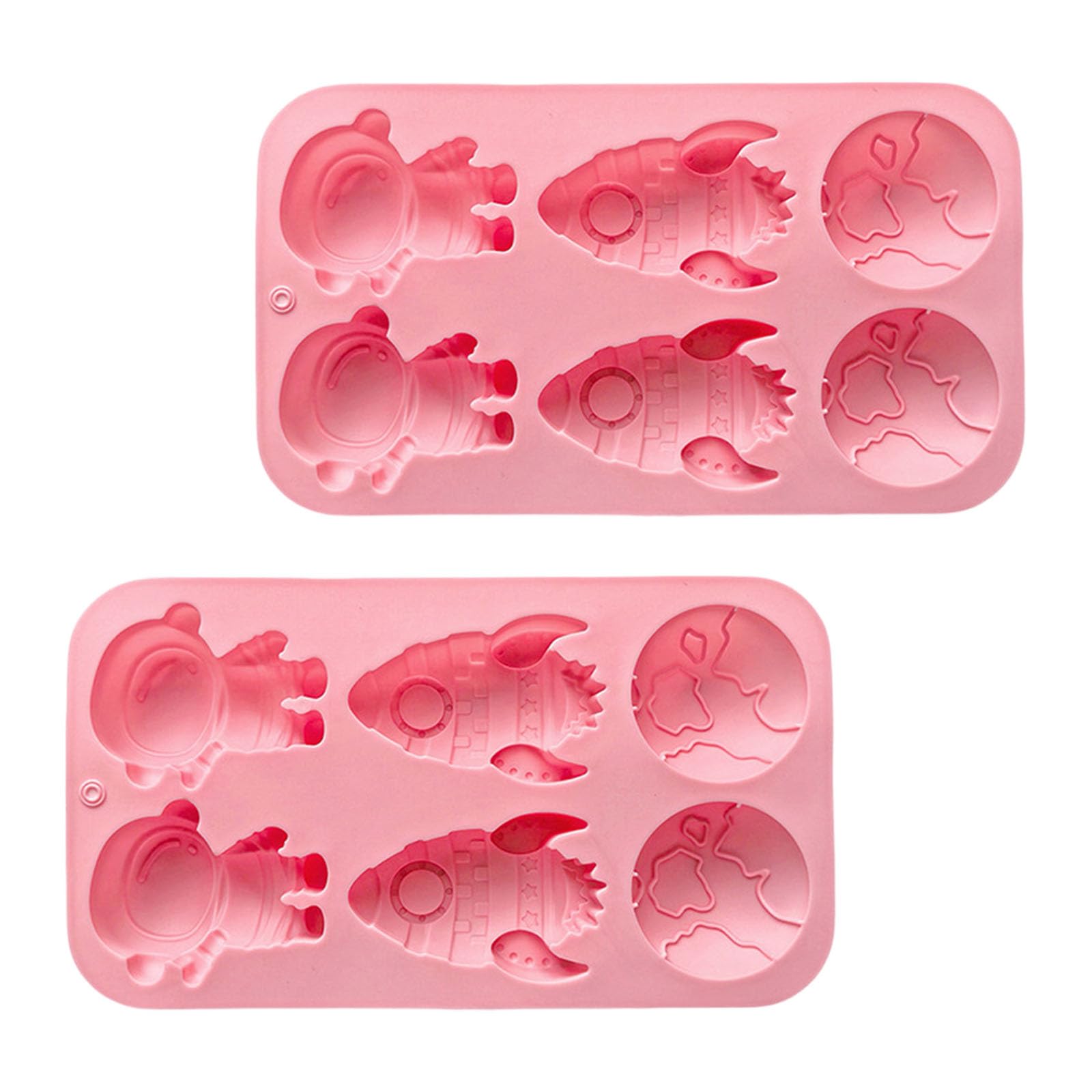 Tsophreniq Space Theme 6 Cavity Silicone Cake Tray with Earth Rockets and Astronauts Design Baking Molds for Birthday Parties Astronaut Cake Molds Silicone