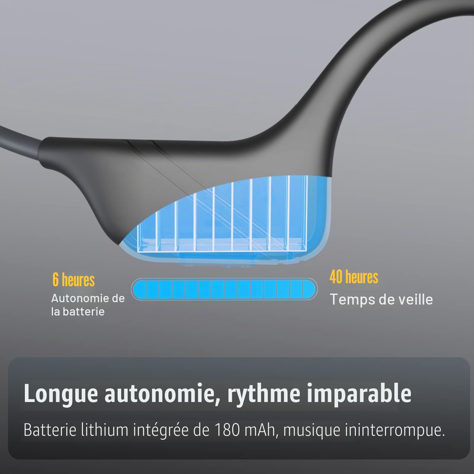 MONODEAL Casque à Conduction osseuse avec Micro, écouteurs Bluetooth 5.3 à Oreille Ouverte avec Microphone à flèche antibruit pour Le Travail, la Conduite, Le Bureau à Domicile