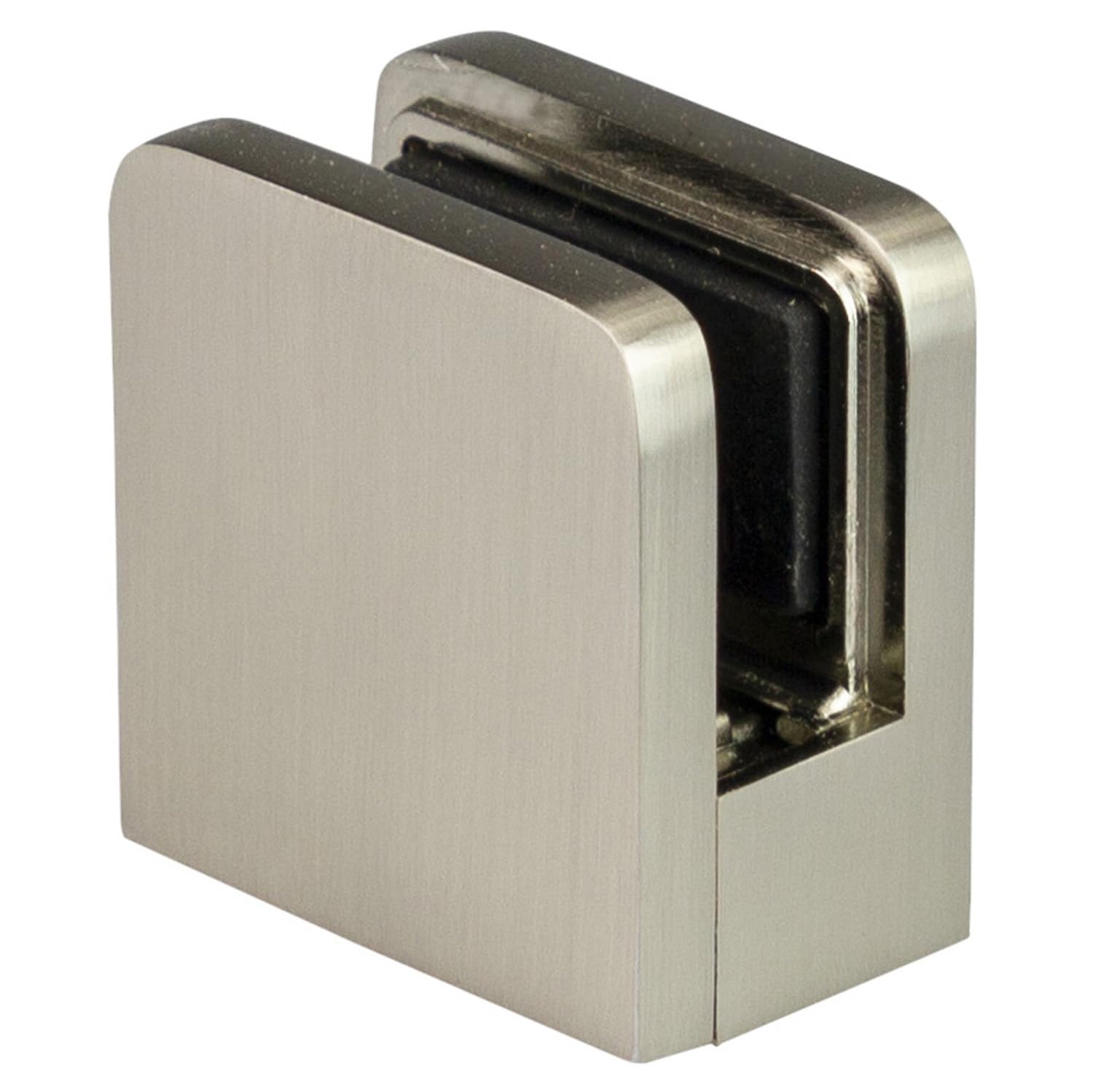 Square Glass Bracket/Clamp for Stair Handrails – 8mm or 10mm Toughened Glass – Chrome, Black, Brushed Nickel or Brushed Brass (Brushed Nickel, 10mm)
