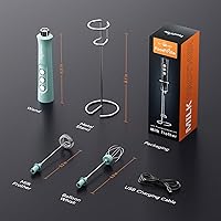 Vista 7 de MF02 Espumador de leche recargable de mano con batidor de acero inoxidable para capuchino, café con leche, café a prueba de balas, dieta Keto