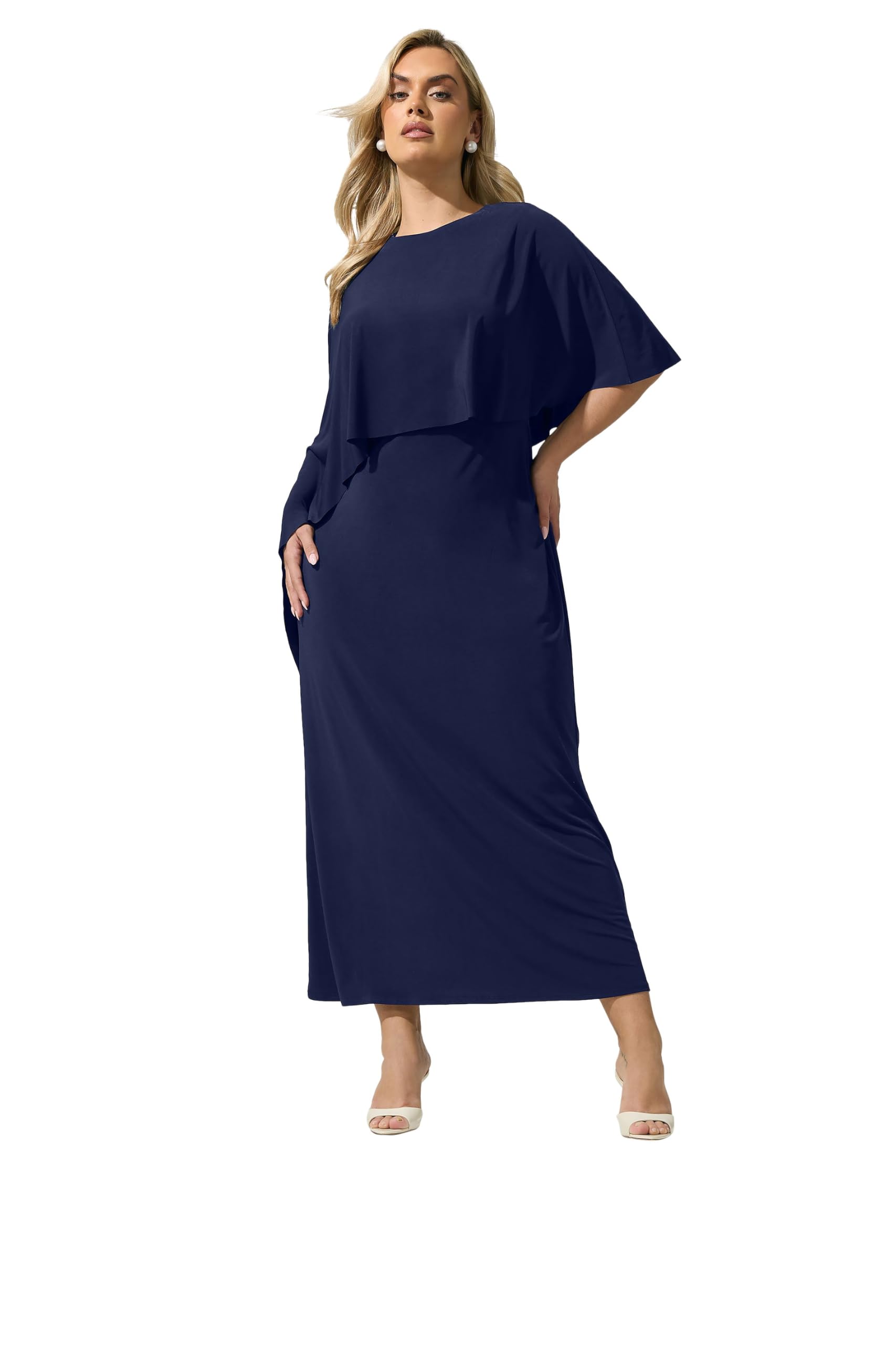 Yours Women's Mid Navy Maxi Cape Dress In Size 20