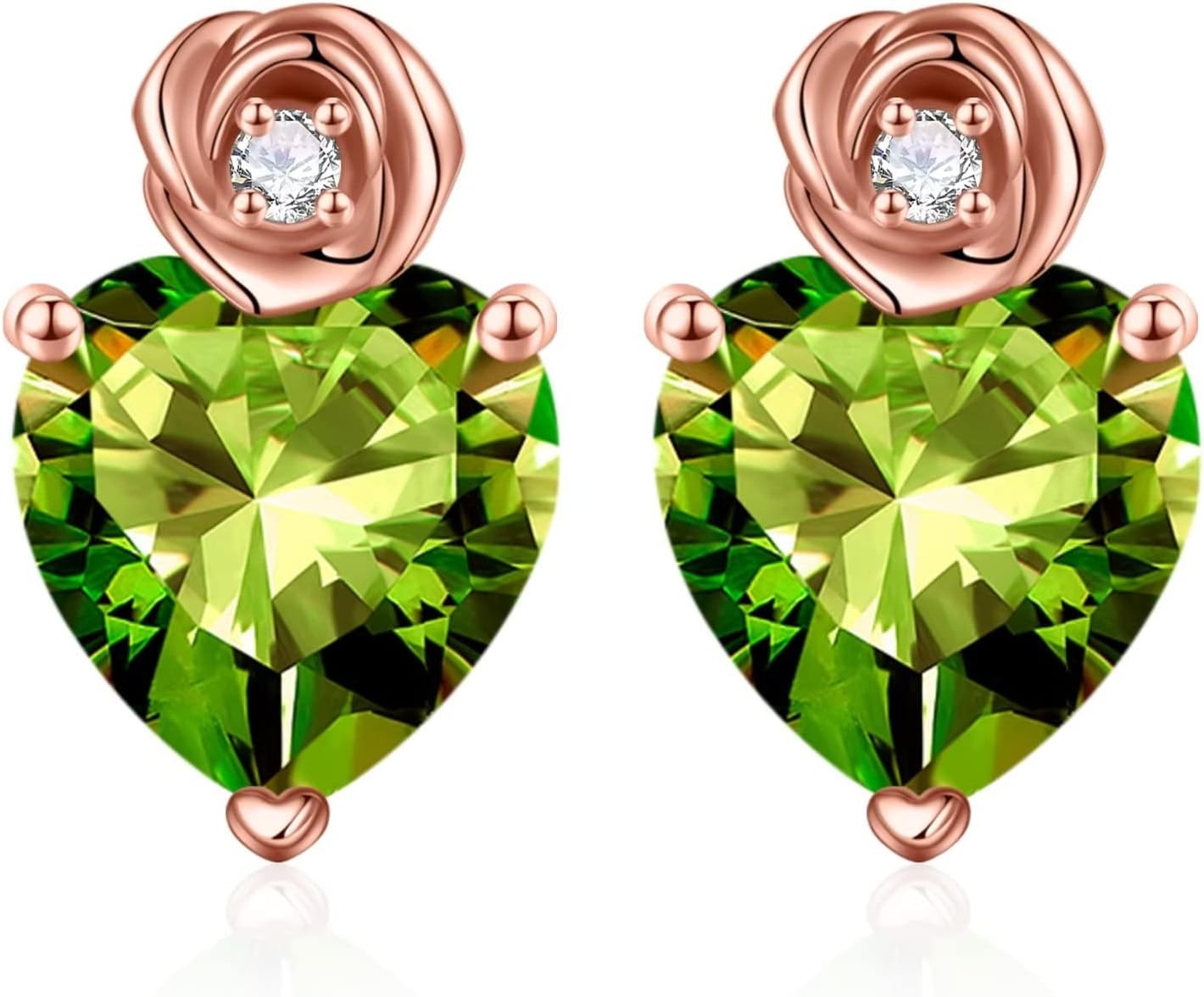 Iefil Earrings for Women - Sterling Silver Rose Heart Birthstone Stud Earrings for Women, Anniversary Birthday Gifts for Women Wife Mom Daughter