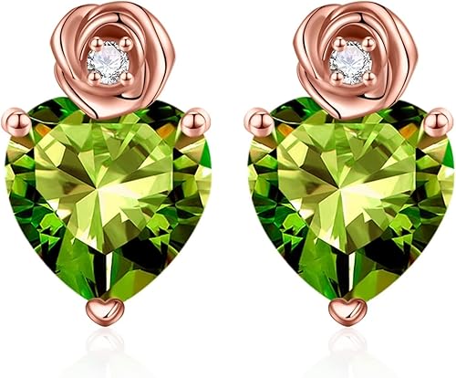 Iefil Birthstone Earrings Gifts for Women - August Birthstone Earrings, Heart St