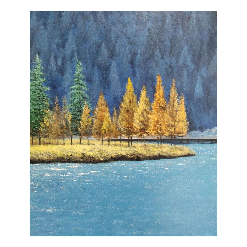Tableau abstrait à l'huile paysage de rivières peinture toile 50x70