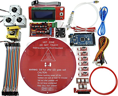 Sintron Kossel Mini Electronic kit complet pour DIY RepRap Rostock Delta imprimante 3d avec Bowden Hotend + MK8 extrudeuse + Rampes 1.4 + Lcd2004 + Mega 2560 A4988 NEMA 17 Moteur + Endstop + Rond en aluminium MK3 + + Filament