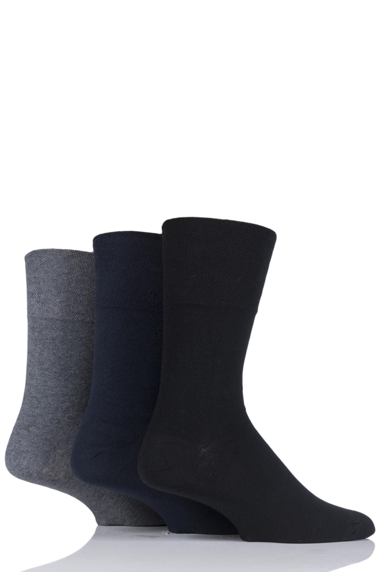 COSHAL 3 pares de calcetines para diabéticos para hombre, parte superior ancha, suaves, no elásticos, amigables con edema, puntera suave, sensación fresca, pies hinchados, piernas, suaves, no