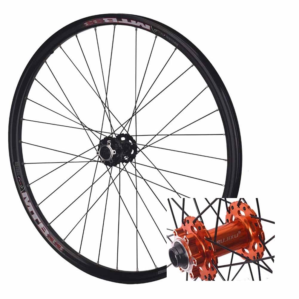 LSRRYD Thru Axle Boost Wheelset 26 27.5 29inch Mountain Bike Front Rear Wheels Disc Brake Rim For Dirt Jump Bike/XC/AM, For 1.9-2.8'' Tires(Orange hub,27.5"_FRONT 15 * 110MM)