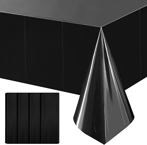 Miniatura 16 de 2 manteles de papel de aluminio color oro rosa de 54 x 72 pulgadas, manteles de plástico desechables impermeables para eventos elegantes, Oro