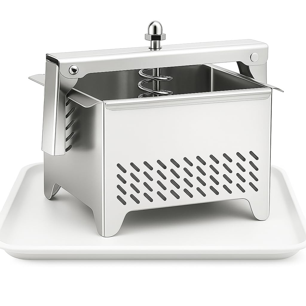 BABRI Tofu Press with Adjustable Spring Compression – Premium 304 Stainless Steel, Extra-Firm Tofu in Minutes, Dishwasher Safe, Easy to Use & Clean, Perfect for Tofu, Paneer & Cheese