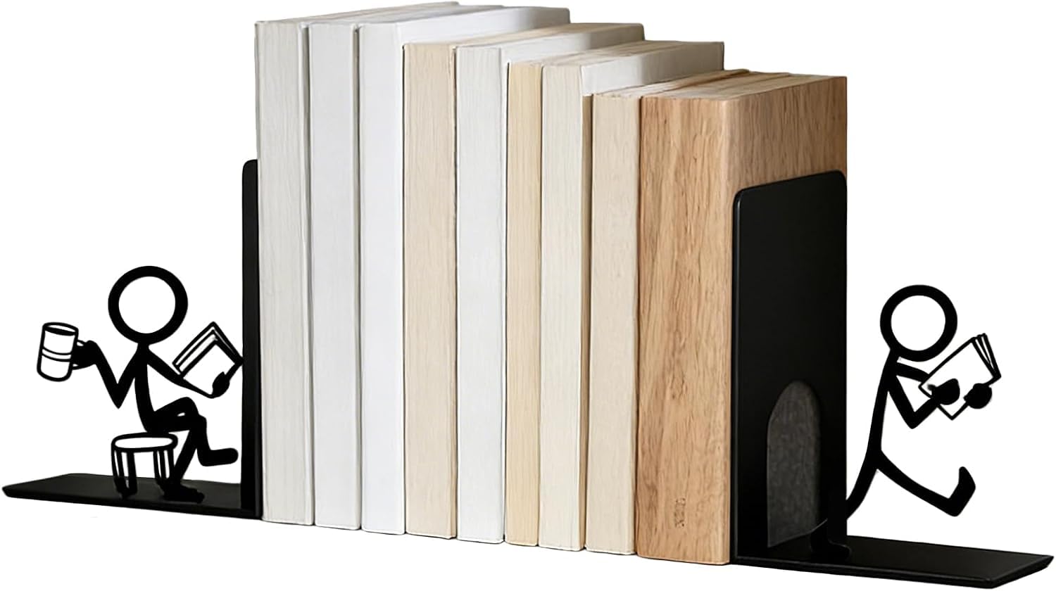 1 Pair Metal Book Ends, Book Ends For Shelves, Black Metal Bookends