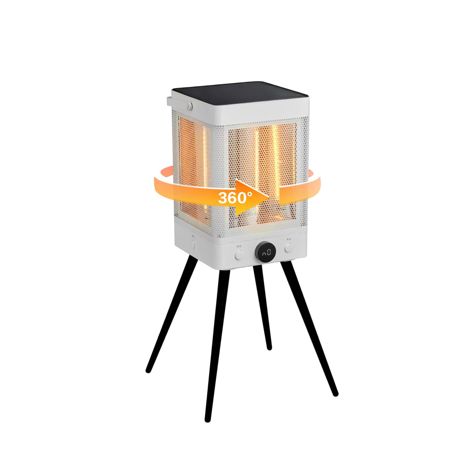 Portable Space Heater 4-Side Carbon Fiber Heating 1500W Fast Electric Heater with 9H Timer Tip-Over Overheat Protection Carry