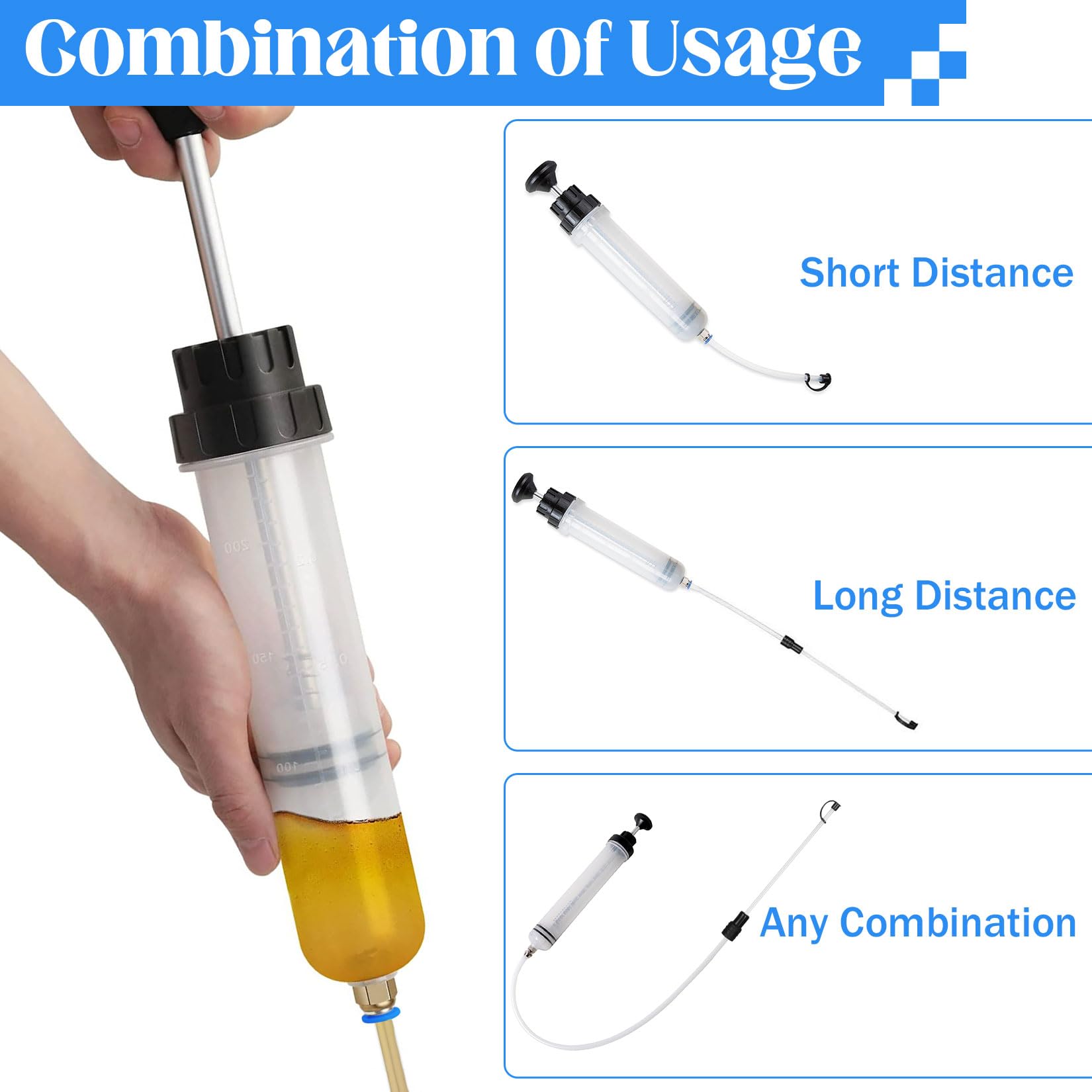 Seringue a Huile 500cc, Pompe à Main Seringue d'aspiration d'huile, pour Liquide de Frein, Huiles de Transmission, Liquide de Refroidissement pour Moteur