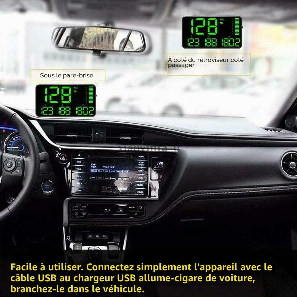 Affichage HUD de voiture, compteur de vitesse numérique à affichage tête haute GPS avec alerte de survitesse d'écran HD de 5,5 pouces