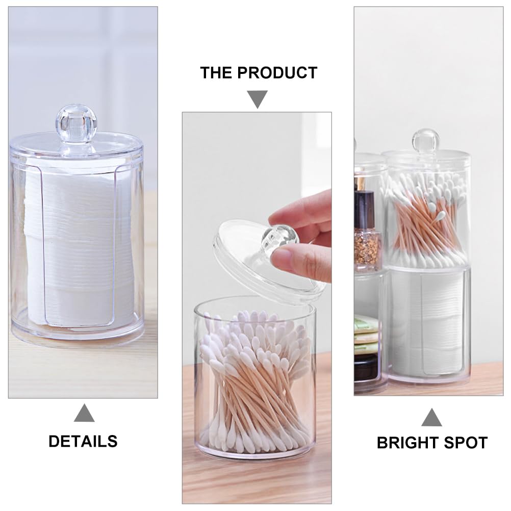 Cabilock 1pc Double Layer Cotton Swab Storage Box Lid Transparent Makeup Organizer for Cotton Pads and Swabs Neat and Orderly Desktop Sundries Holder for Bathroom and Living Room