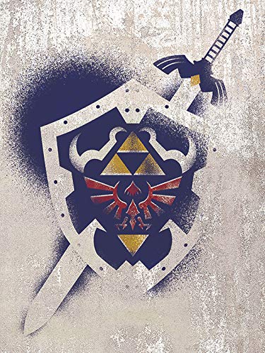 Nintendo The Legend of Zelda (Hylian Shield Stencil) Canvas Print, Multi-Colour, 60 x 80cm