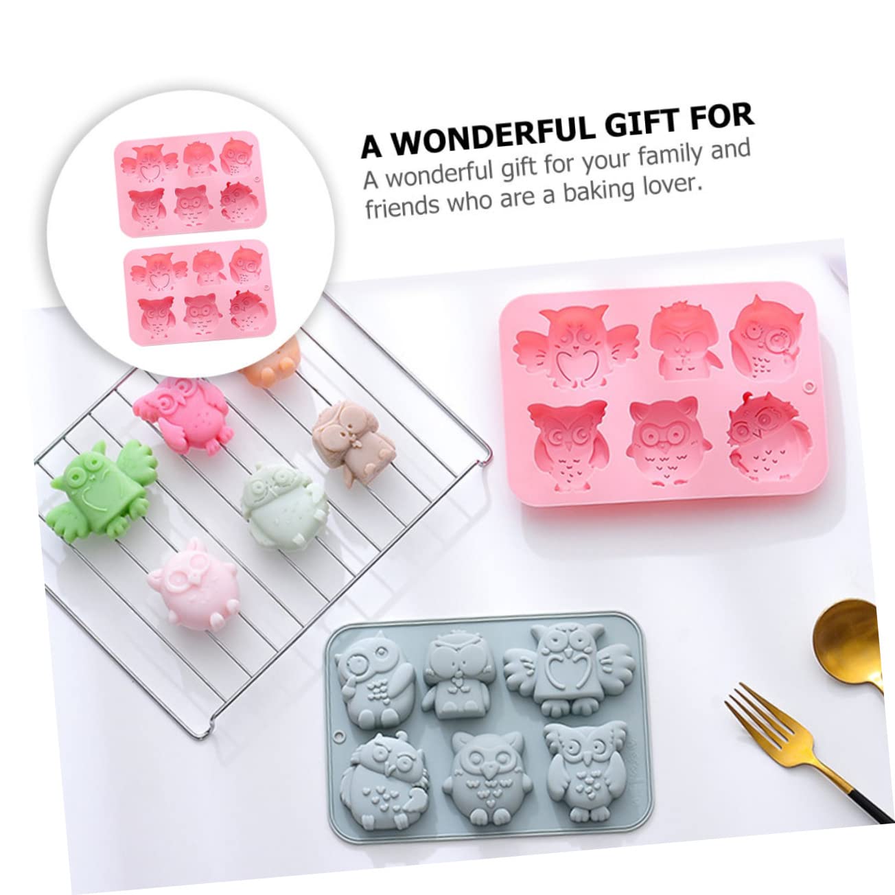 ABOOFAN 6pièces Moule à Gâteau Silicone Forme De Hibou Créatif Pour Pâtisserie Pratique Et Facile à Nettoyer Pour Événements Festifs Et Décorations