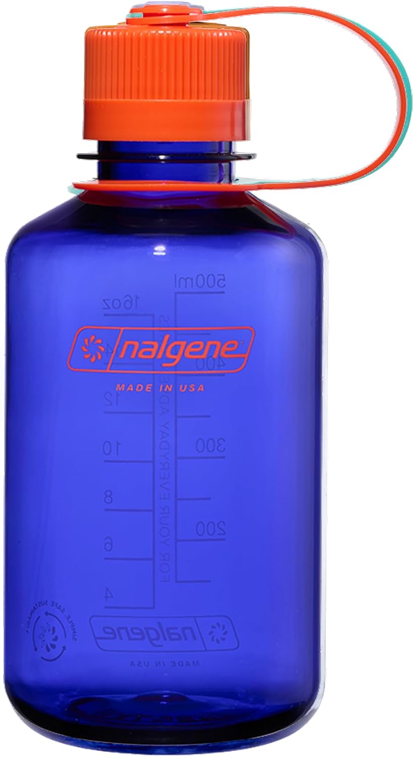 Nalgene 16 oz Narrow Mouth Water Bottle, Amethyst | Slim Cup Holder Size, BPA-Free, Durable & Lightweight, Leak Sproof, Dishwasher Safe, Small Bottle for Gym, Hiking & Travel