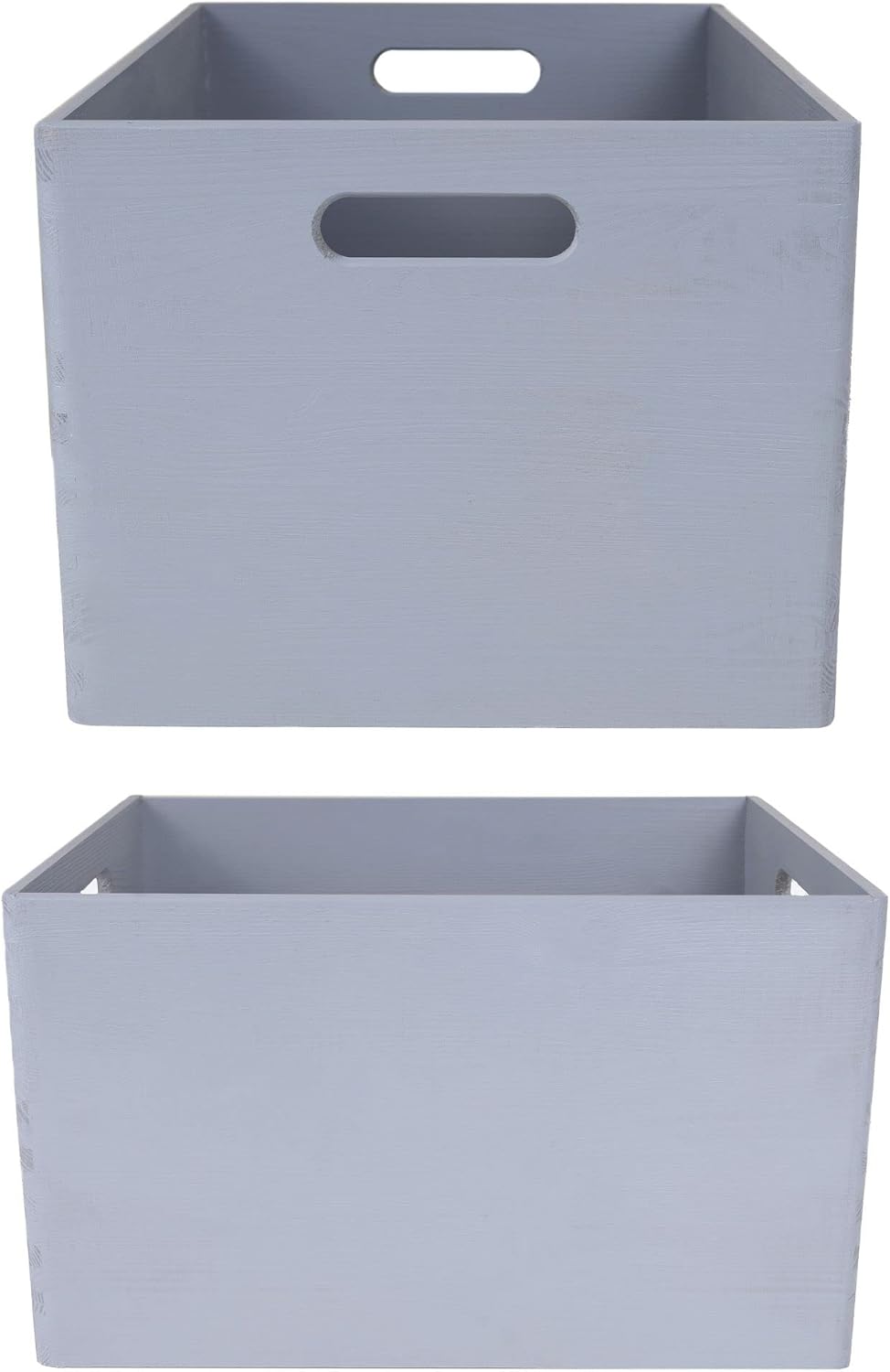 XXL Gray Wooden Crate Nesting Crate Handles | 15.35x11.41x9.5in | Keepsake Large Display Storage Box Multi-Craft Caddy Nesting Crate Trunk | Natural Wood Rustic Plain