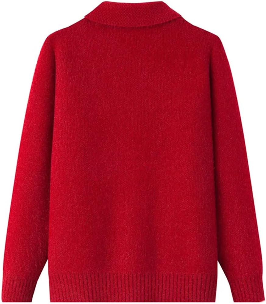 Women Middle-Aged Sweater Female Single-Breasted Knitted Sweaters Cardigan Loose Long Sleeve Tops