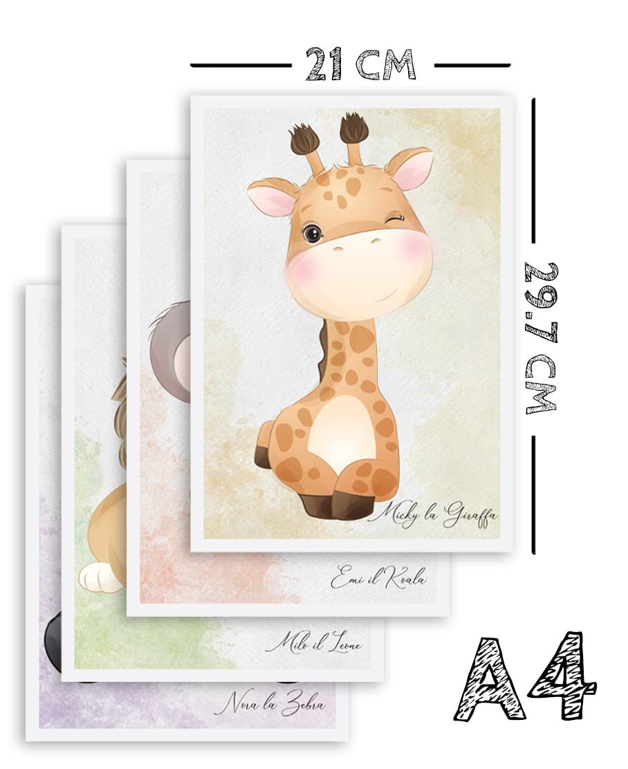 Stampe per Cameretta Bambini 4 Poster di Simpatici Cuccioli