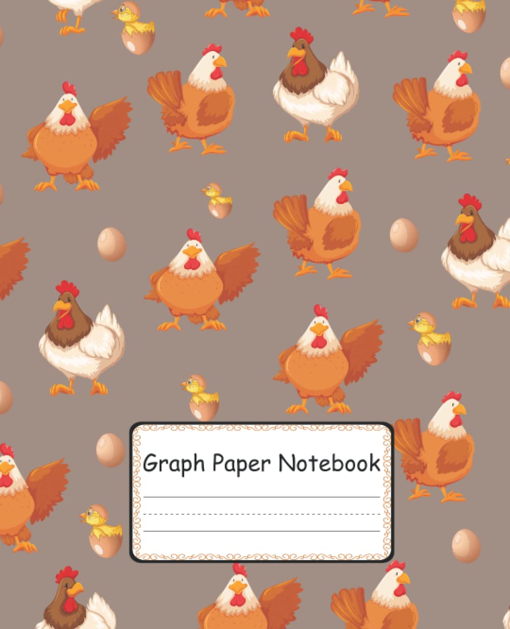 Chicken Graph Paper Notebook: Journal For Students, Chicken Light Pink and Brown, With Graph Grid Paper, Soft Cover