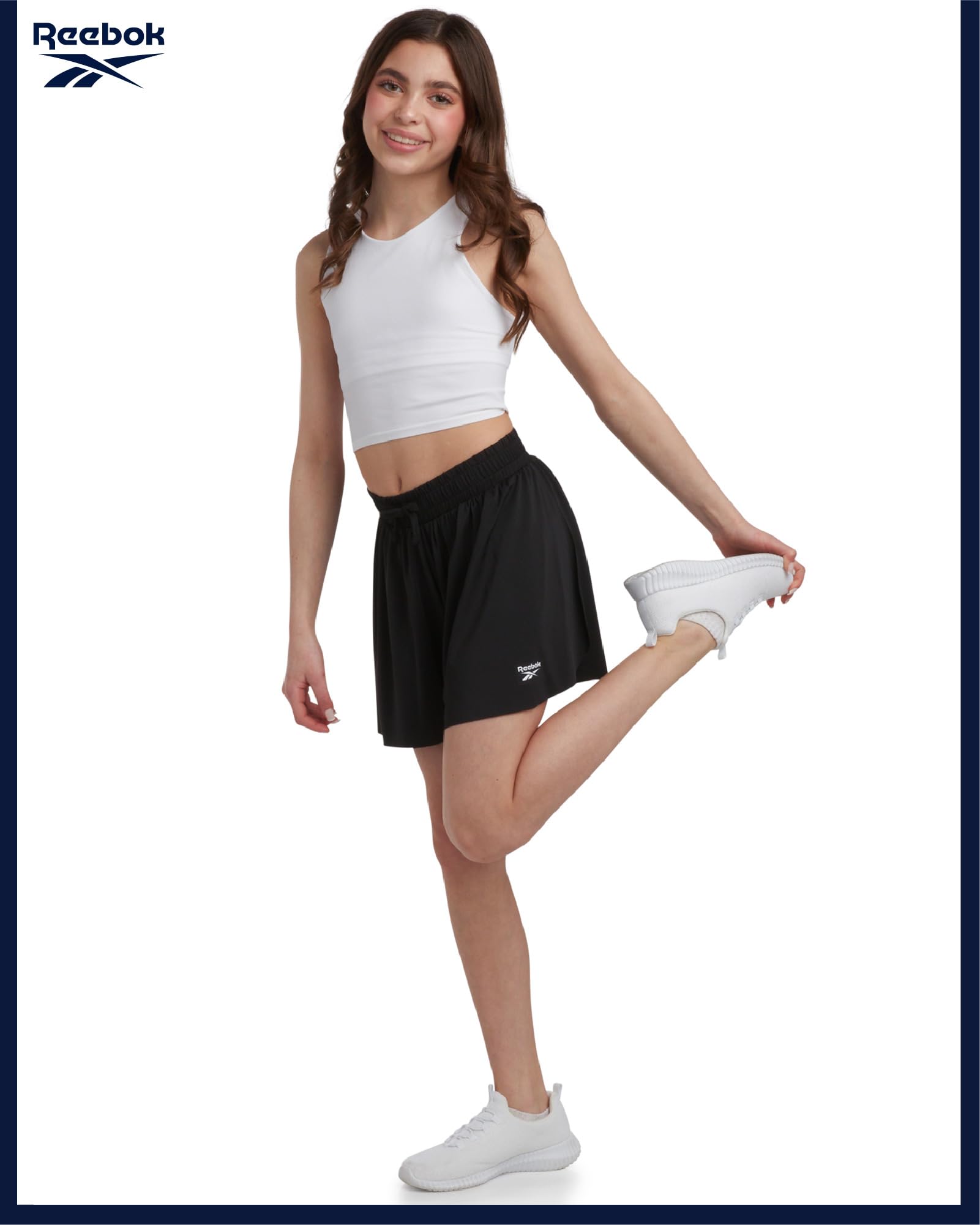 Reebok Sport-Shorts für Mädchen, 3er-Pack, leicht, Schmetterlings-Shorts mit Innenfutter, aktive Performance, fließende Shorts für Mädchen