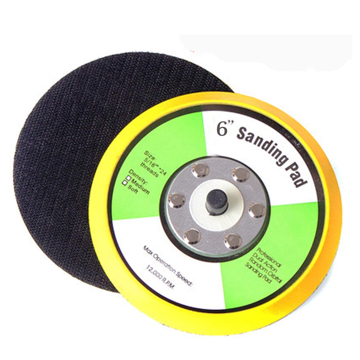 6" Hook and Loop Backing Pads 5/16"-24 Threads Polishing Sanding Pads for Dual Action Car Orbital Polisher Sanding Polishing (6inch-1pcs)