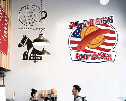 Miniatura 5 de Food Truck Decals All Anerican Hotdogs Concession Restaurant Die-Cut Vinyl Sticker & Sign 10 in on Longest Side