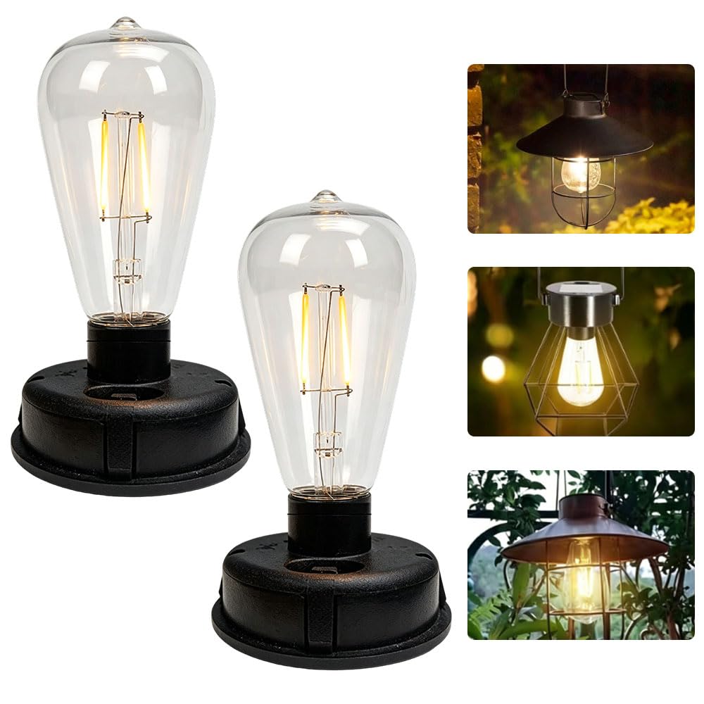 RNPKZ Solar Light Bulb, 8.5CM Replacement Solar Bulb, Waterproof Solar Light Replacement Top with Bright LED Bulb, Replacement Solar Light for Lantern, for DIY Outdoor Garden Patio Decor(2 Pack)